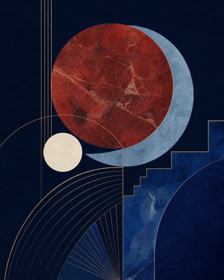 Red Marble Eclipse abstract wall art